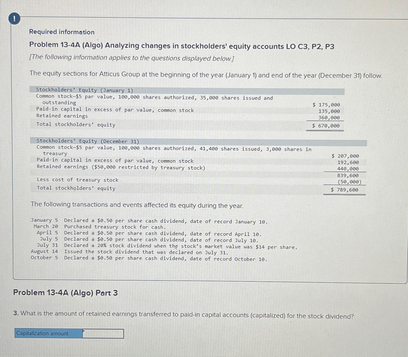 Solved !Required InformationProblem 13-4A (Algo) ﻿Analyzing | Chegg.com