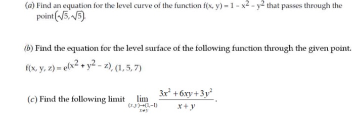 Solved f(x, y, z)=(x + y2 - ),(1,5,7) (a) Find an equation | Chegg.com