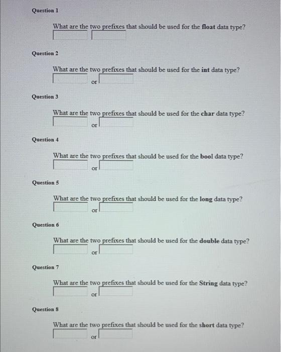 Solved Question 1 What are the two prefixes that should be