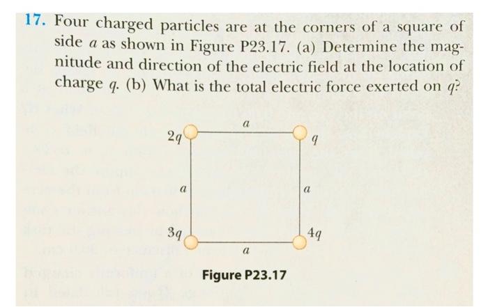 Solved 17. Four charged particles are at the corners of a | Chegg.com