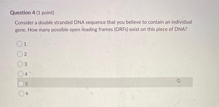Solved Question 4 (1 point) Consider a double stranded DNA | Chegg.com