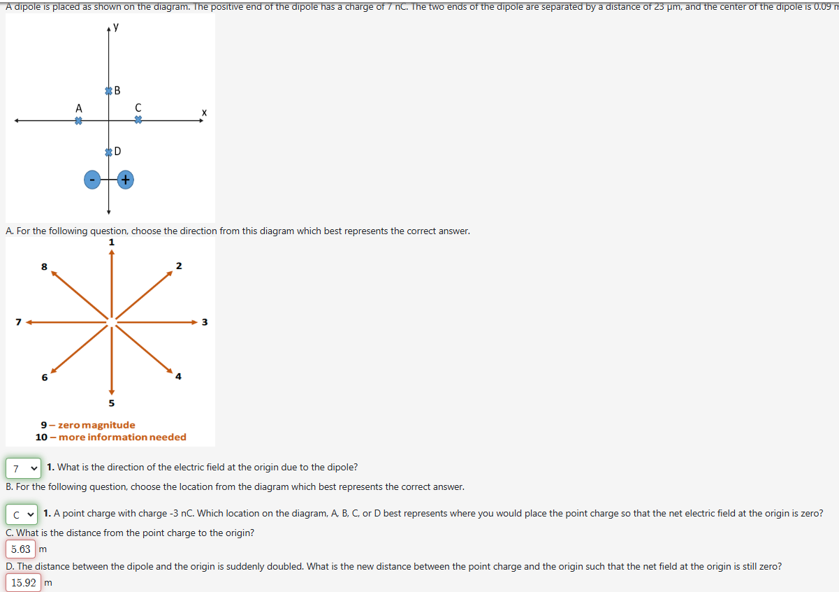 Solved A dipole is placed as shown on the diagram. The | Chegg.com