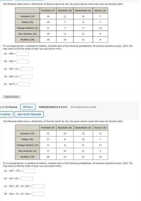 Solved If a surveyed person is selected at random, compute | Chegg.com