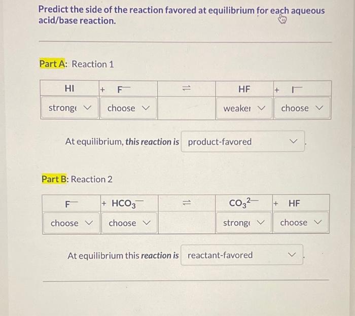 Solved Predict The Side Of The Reaction Favored At | Chegg.com