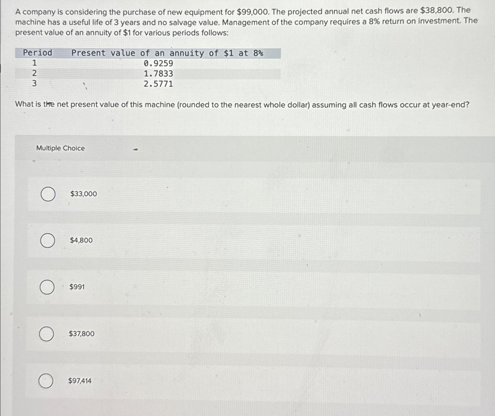 Solved A company is considering the purchase of new | Chegg.com
