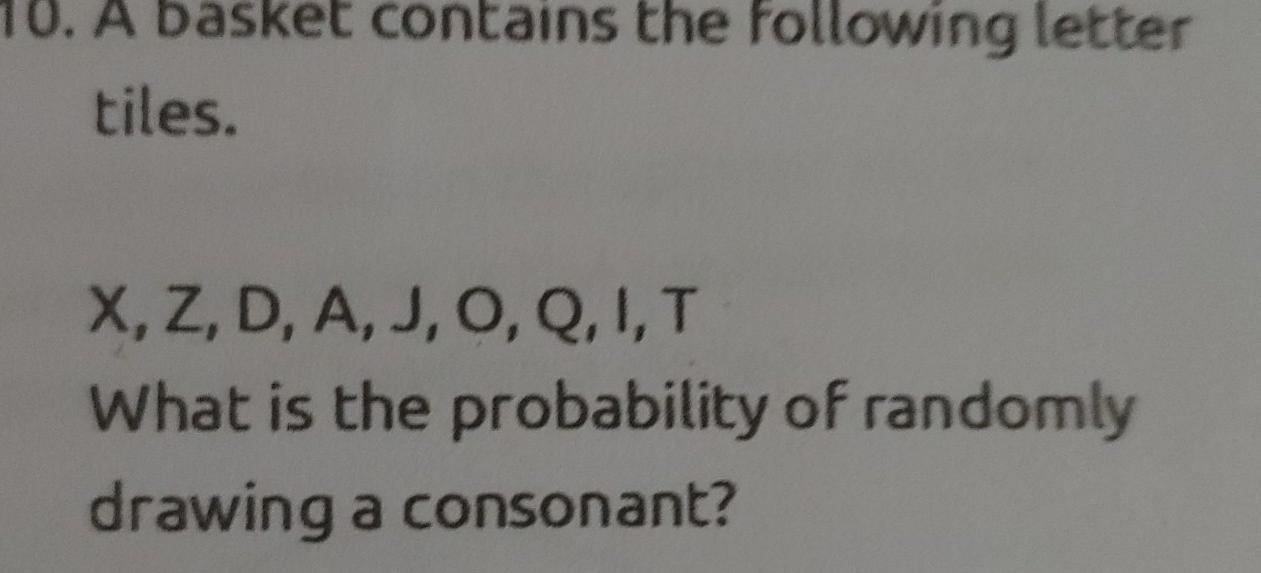 10 A Basket Contains The Following Letter Tiles Chegg Com