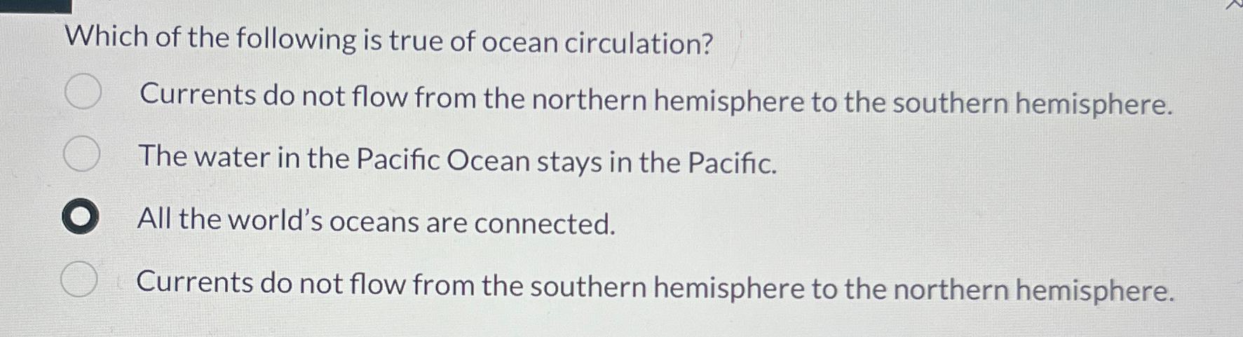 Solved Which of the following is true of ocean | Chegg.com | Chegg.com