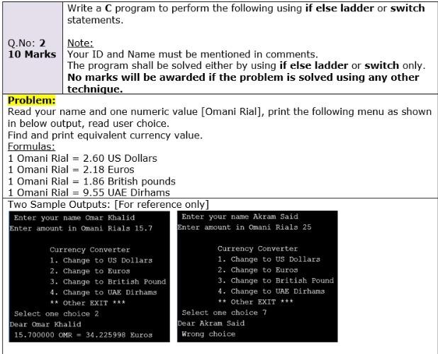 Solved Write a C program to perform the following using if | Chegg.com