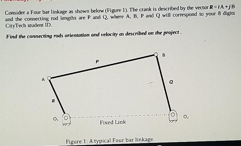 Solved Project: Consider A Four Bar Linkage As Shown Below | Chegg.com