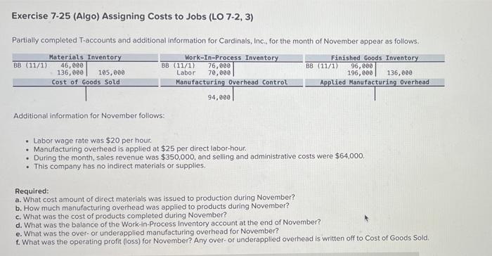 Solved Exercise 7-25 (Algo) Assigning Costs to Jobs (LO 7-2, | Chegg.com