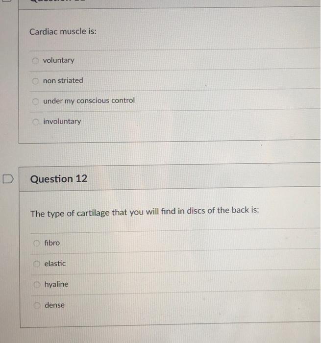 Solved Cardiac muscle is: voluntary non striated under my | Chegg.com