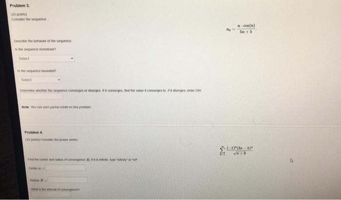 Solved Problem 3. (25 points) Consider the sequence con) 5+5 | Chegg.com
