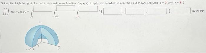 Solved Set up the triple integral of an arbitrary continuous | Chegg.com