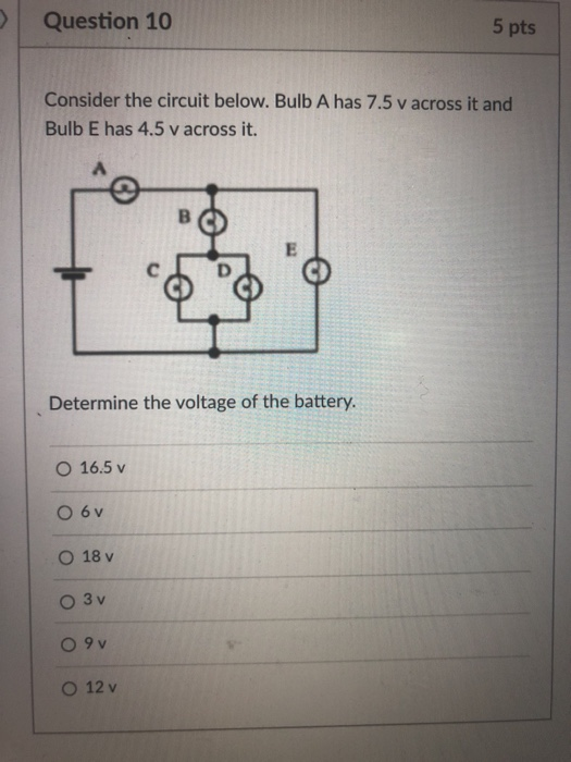 Solved Question 10 5 pts Consider the circuit below. Bulb A | Chegg.com