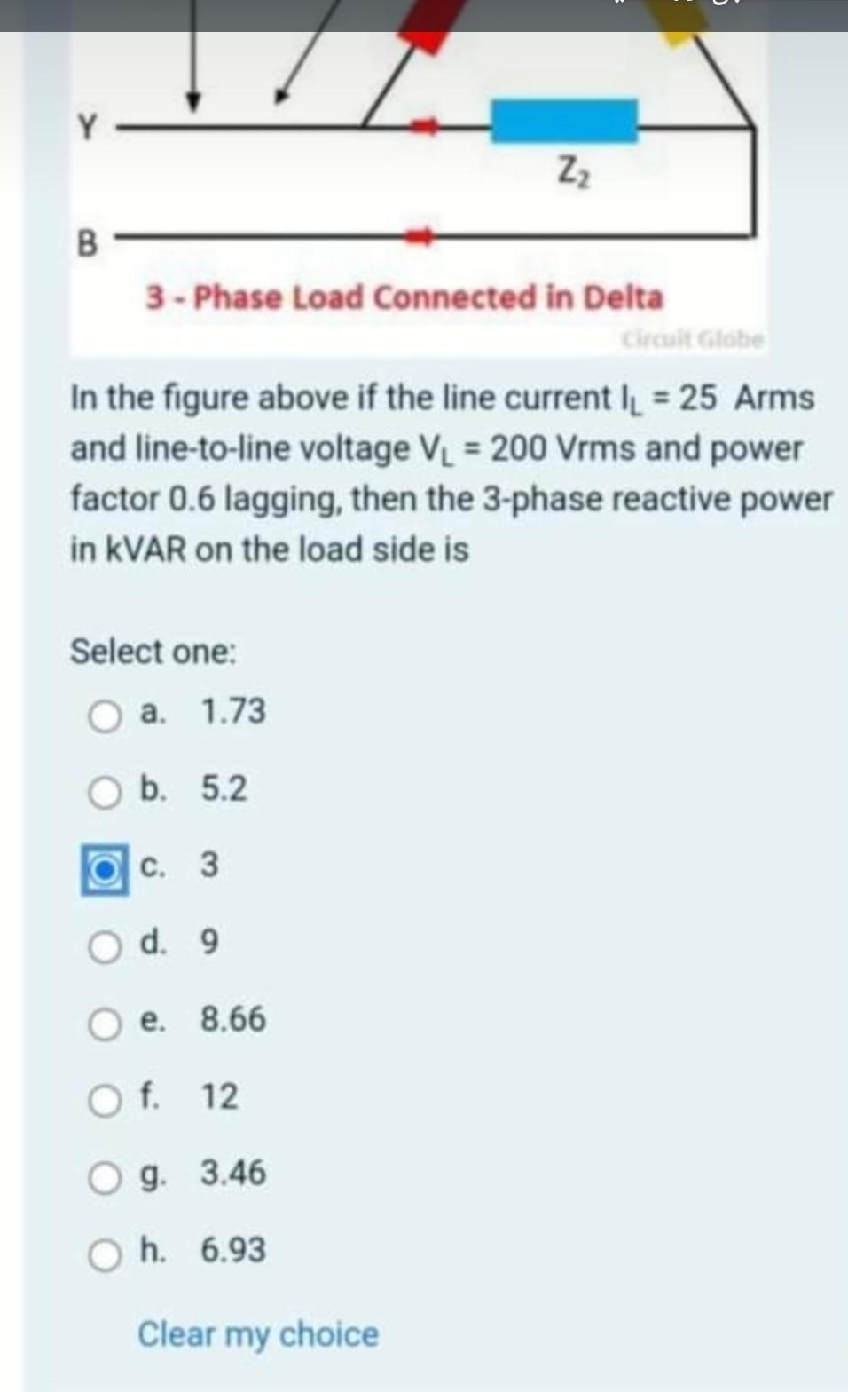 Solved 22 B 3-Phase Load Connected In Delta Circuit Globe In | Chegg.com