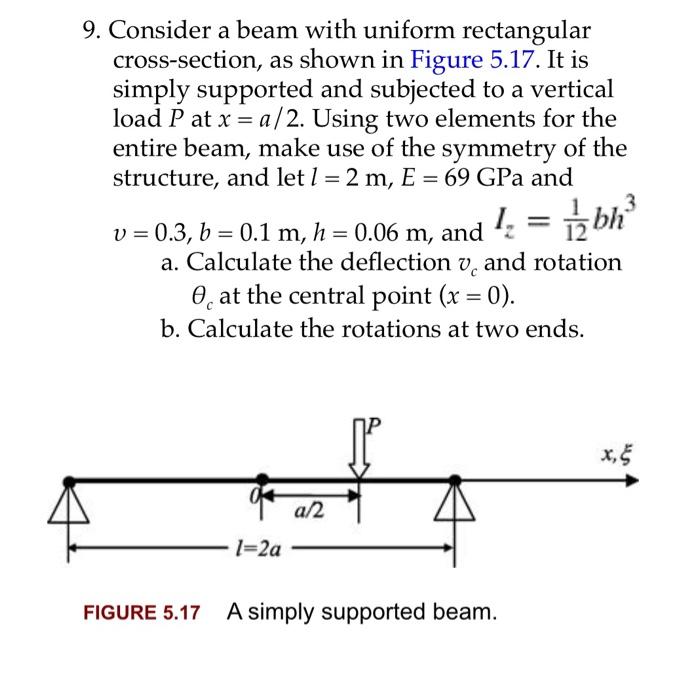 Solved 9. Consider a beam with uniform rectangular | Chegg.com