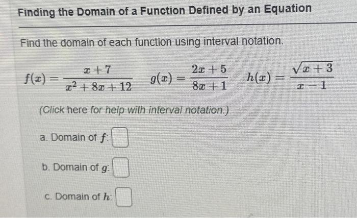 how to find the domain of a function with just the equation