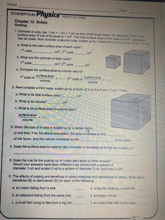 Solved Name Date CO PRACTICE PAGE Chapter 12 Solids Scaling | Chegg.com