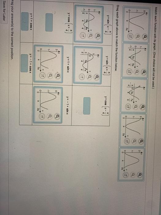 Solved Match Each Function With Its Graph One Choice Will 5625