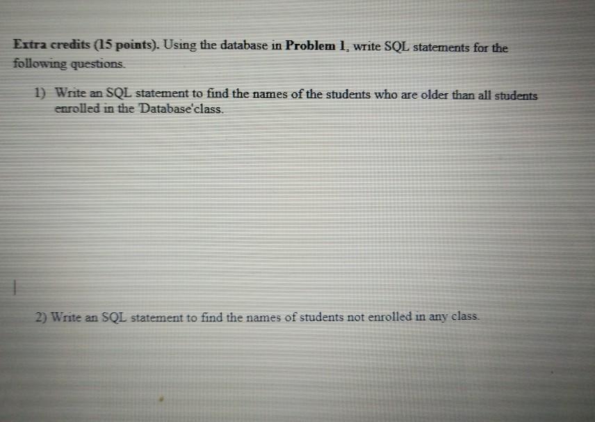 Solved Part 1 (40 points). Given the following tables for a | Chegg.com