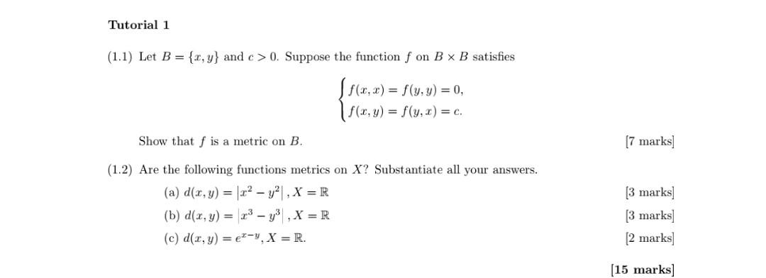 Solved Tutorial 1 (1.1) Let B = {x,y} And C > 0. Suppose The | Chegg.com