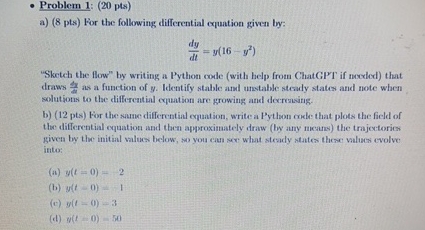 Solved Problem 1: ( 20 ﻿pts)a) ( 8 ﻿pts ) ﻿For the following | Chegg.com
