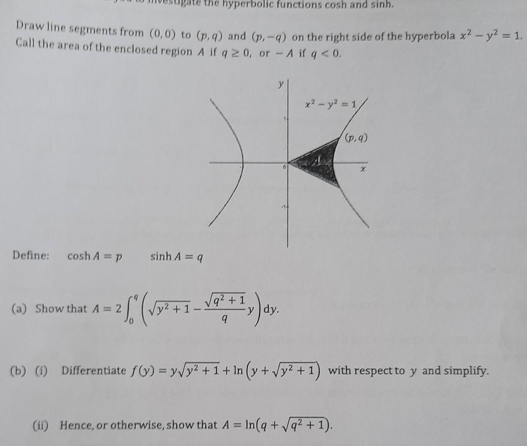 Solved The Hyperbolic Functions Cosh And Sinh Draw Line Chegg Com