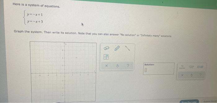 Solved Here is a system of equations. y=-x+1 y=-x+3 Graph | Chegg.com