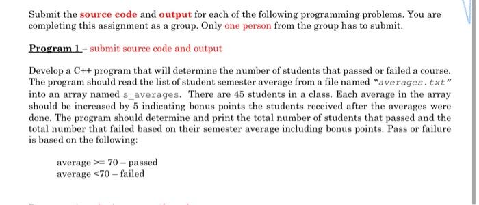 Solved Submit the source code and output for each of the | Chegg.com
