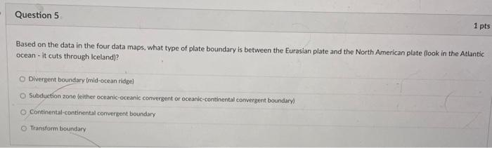 Solved PLATE BOUNDARY MAP Based on the data in the | Chegg.com