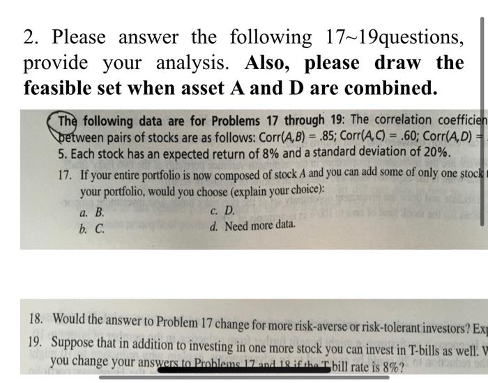 2. Please answer the following 17–19questions, | Chegg.com