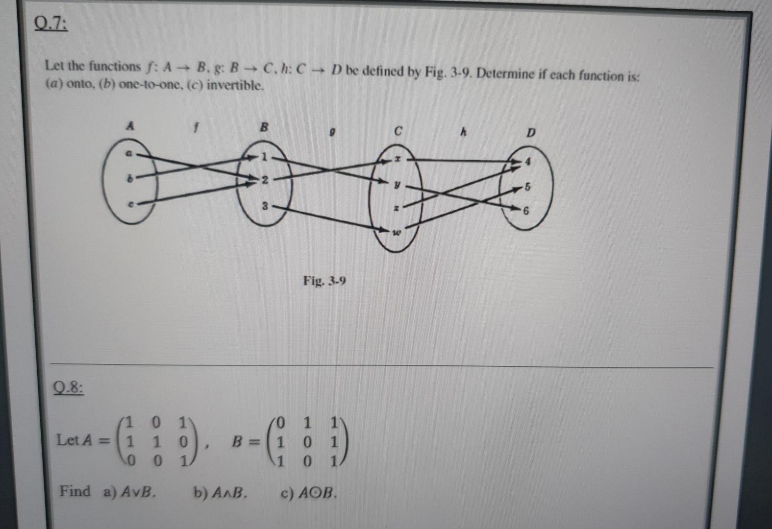 Solved 0.7: Let The Functions F: A+ B.8: B → C.: C - D Be | Chegg.com