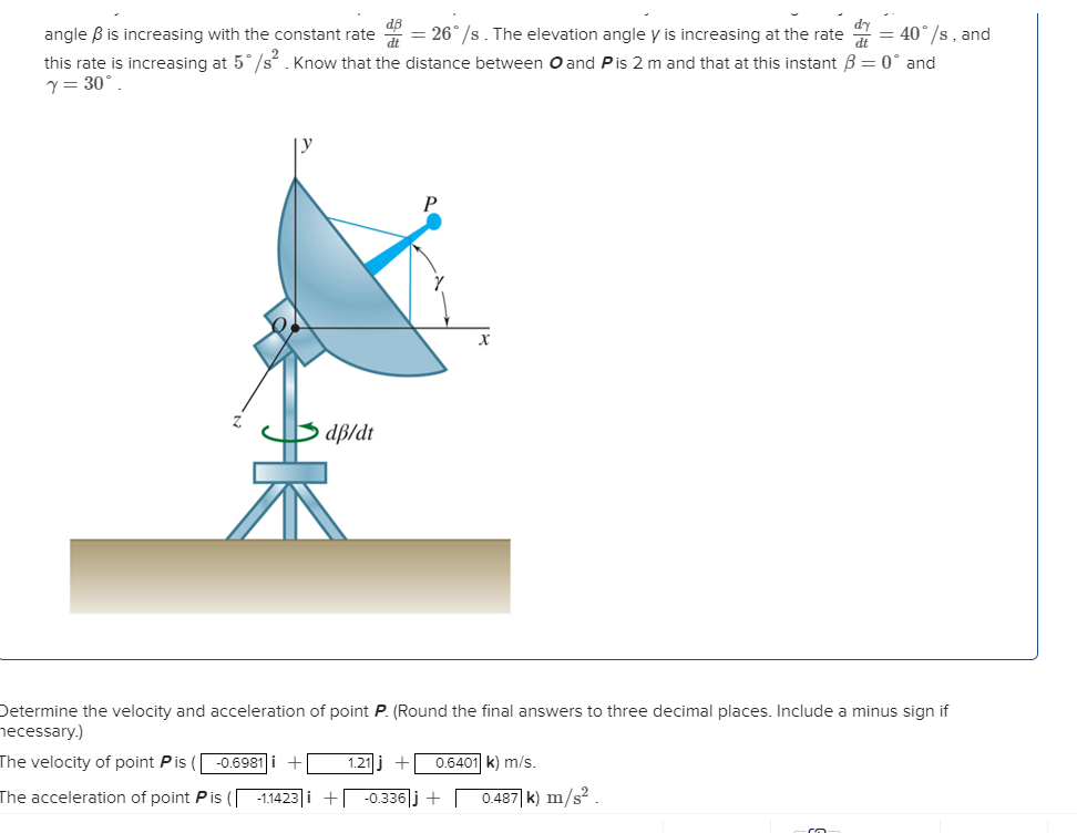 Solved Determine the velocity and acceleration of point | Chegg.com