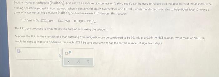 Solved Sodium hydrogen carbonate (NaHCO), also known as | Chegg.com