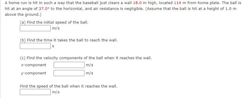 Physics Home Run Problem Solved A home run is hit in such a way that the baseball | Chegg.com