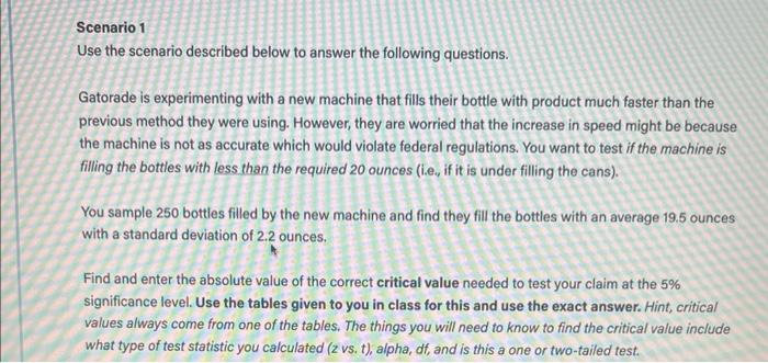 Solved Scenario 1 Use the scenario described below to answer | Chegg.com