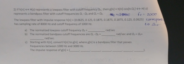 Solved If h[n]harrH[z) ﻿represents a lowpass filter with | Chegg.com