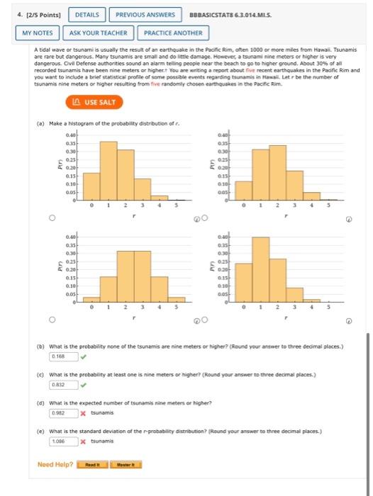 Solved A tidal wave or tsunarni is usually the result of an | Chegg.com