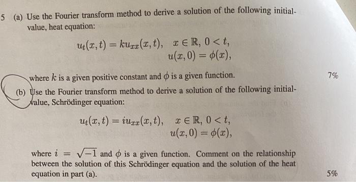 Solved 5 (a) Use the Fourier transform method to derive a | Chegg.com