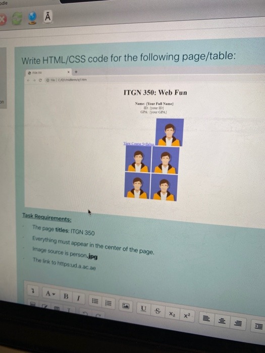 Solved Odle Ā Write HTML/CSS code for the following | Chegg.com