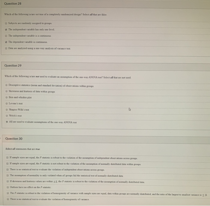 Solved Can you please check my answers on question #'s 28 | Chegg.com