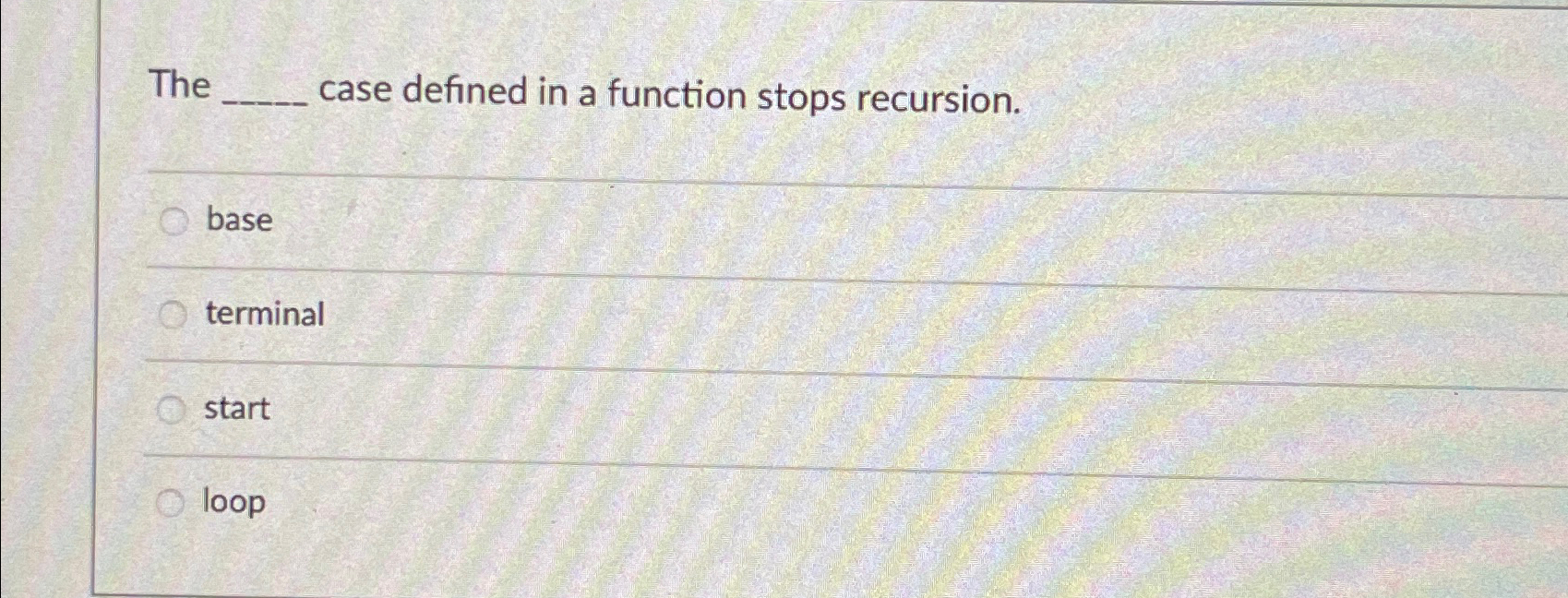 Solved The case defined in a function stops | Chegg.com