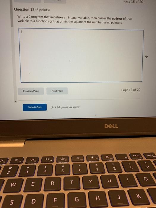 Solved Page 18 of 20 Question 18 (6 points) Write a C | Chegg.com