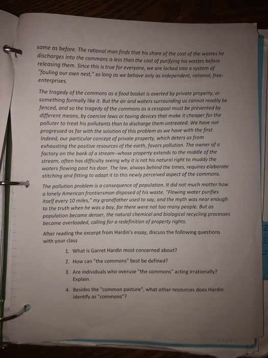 Tragedy of the commons reaction paper image