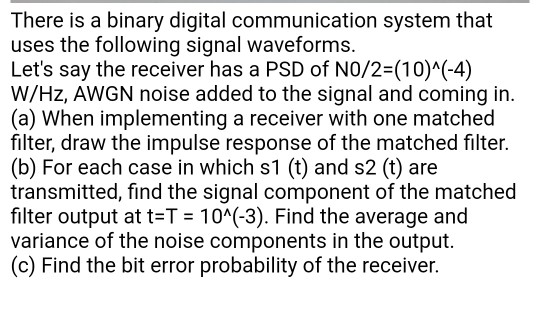 Solved There Is A Binary Digital Communication System That | Chegg.com