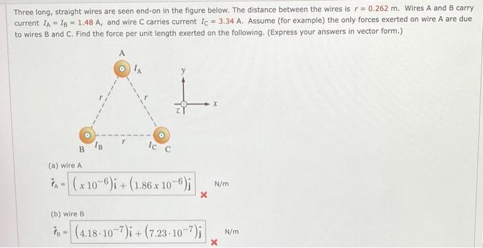 Solved Three Long, Straight Wires Are Seen End-on In The | Chegg.com