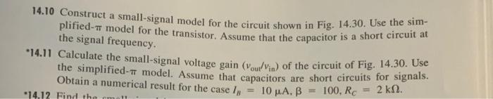 Solved Construct a small signal-model for the circuit and | Chegg.com