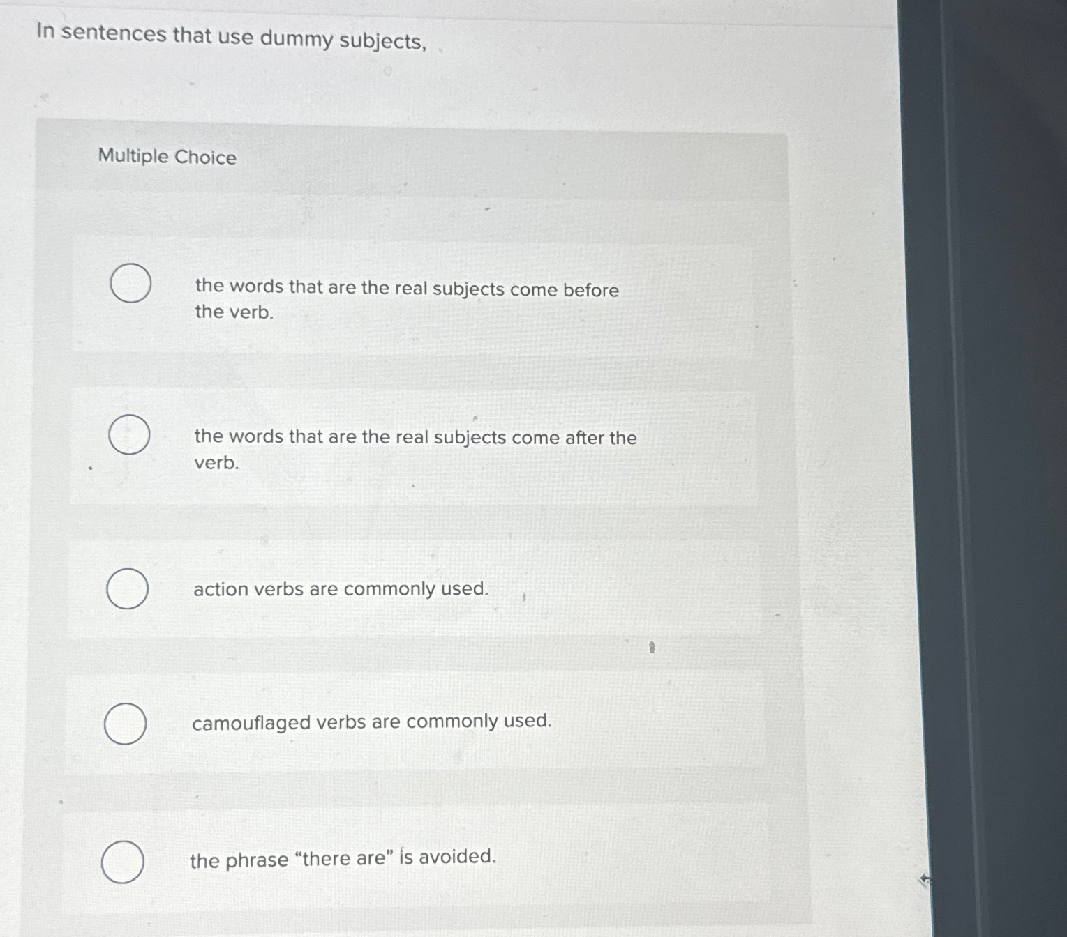 Solved In sentences that use dummy subjects,Multiple