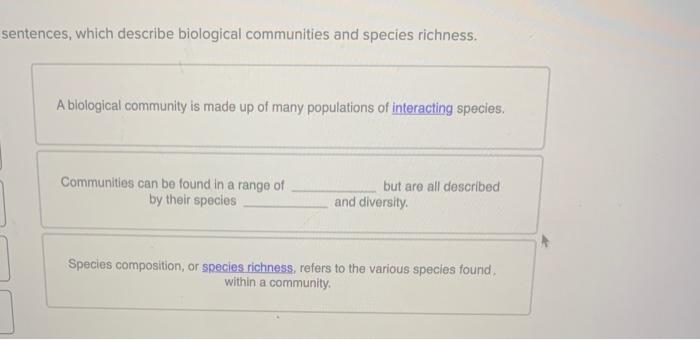 Solved sentences, which describe biological communities and | Chegg.com