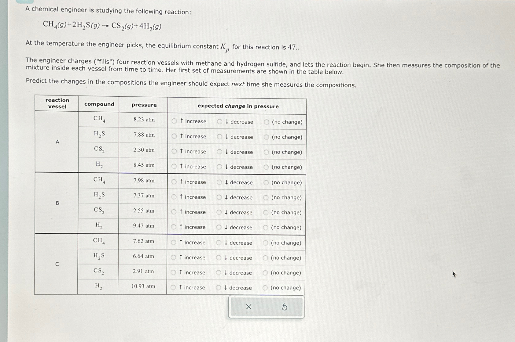 Solved A chemical engineer is studying the following | Chegg.com